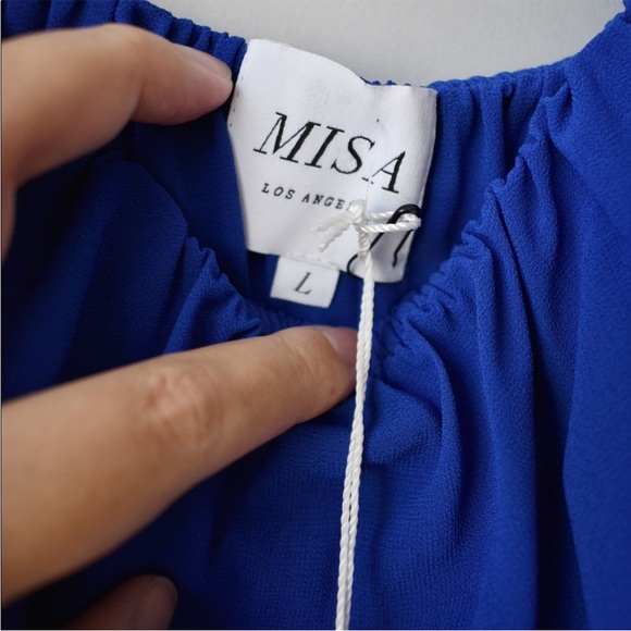 NWT MISA Los Angeles Isidora Dress Sz L Tiered Ruffle Off Shoulder Midi Romantic - Picture 9 of 12